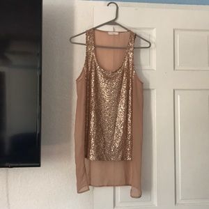 Rose gold sequin tank